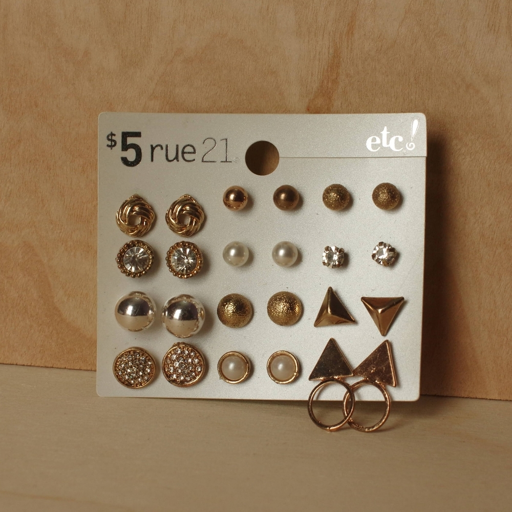New Rue21 Earring Set Gold Minimal Set 12